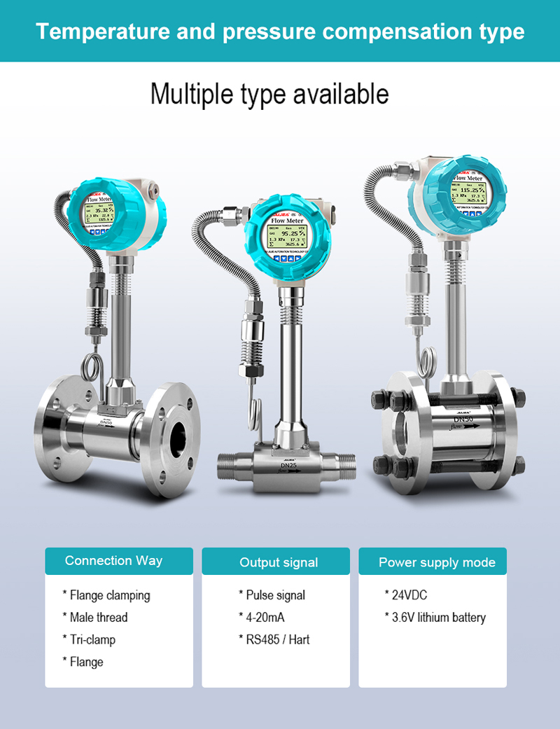 Vortex Flow Meters with Temperature Pressure Compensation for Radar Tank Level Sensor